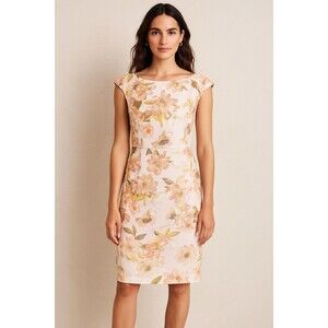 Brooks Brothers Women's Dress Cap Sleeve 4 Classic Silk Boho White Floral